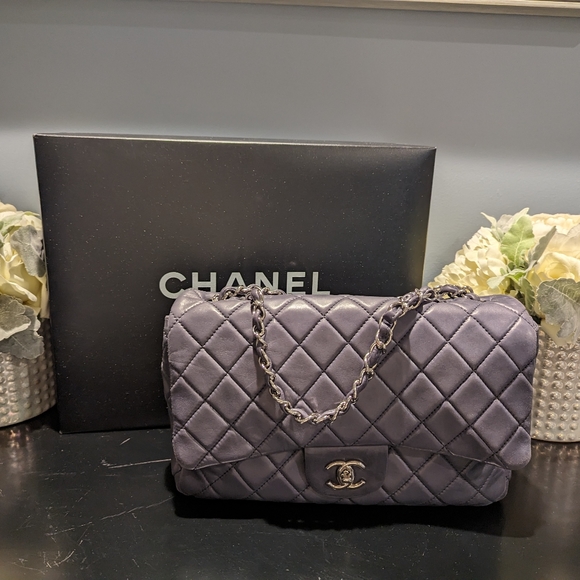 Chanel Lambskin Quilted Jumbo Single Flap Anthracite - Picture 1 of 10